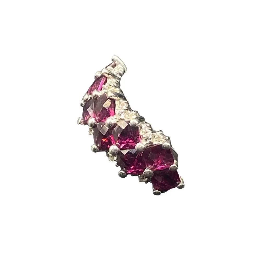 Michelle Albala sterling silver 925 cushion cut garnet and diamond ring tested s